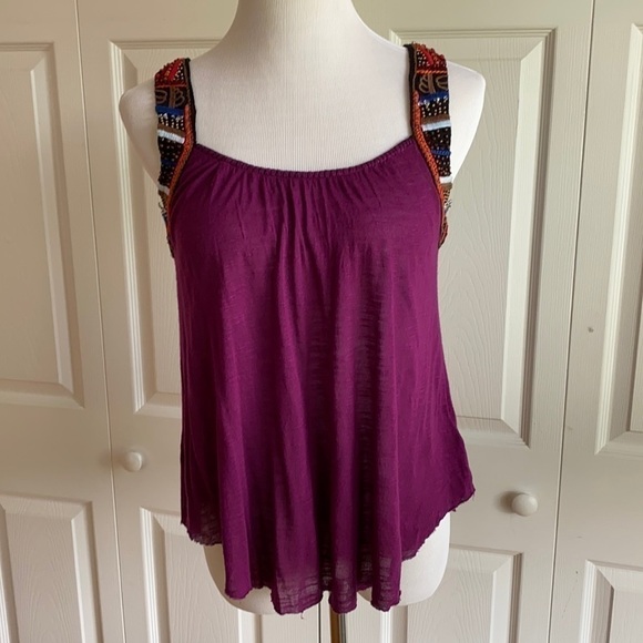 Free People Travelers Bead & Embroidered Tank Sz S - Picture 1 of 11